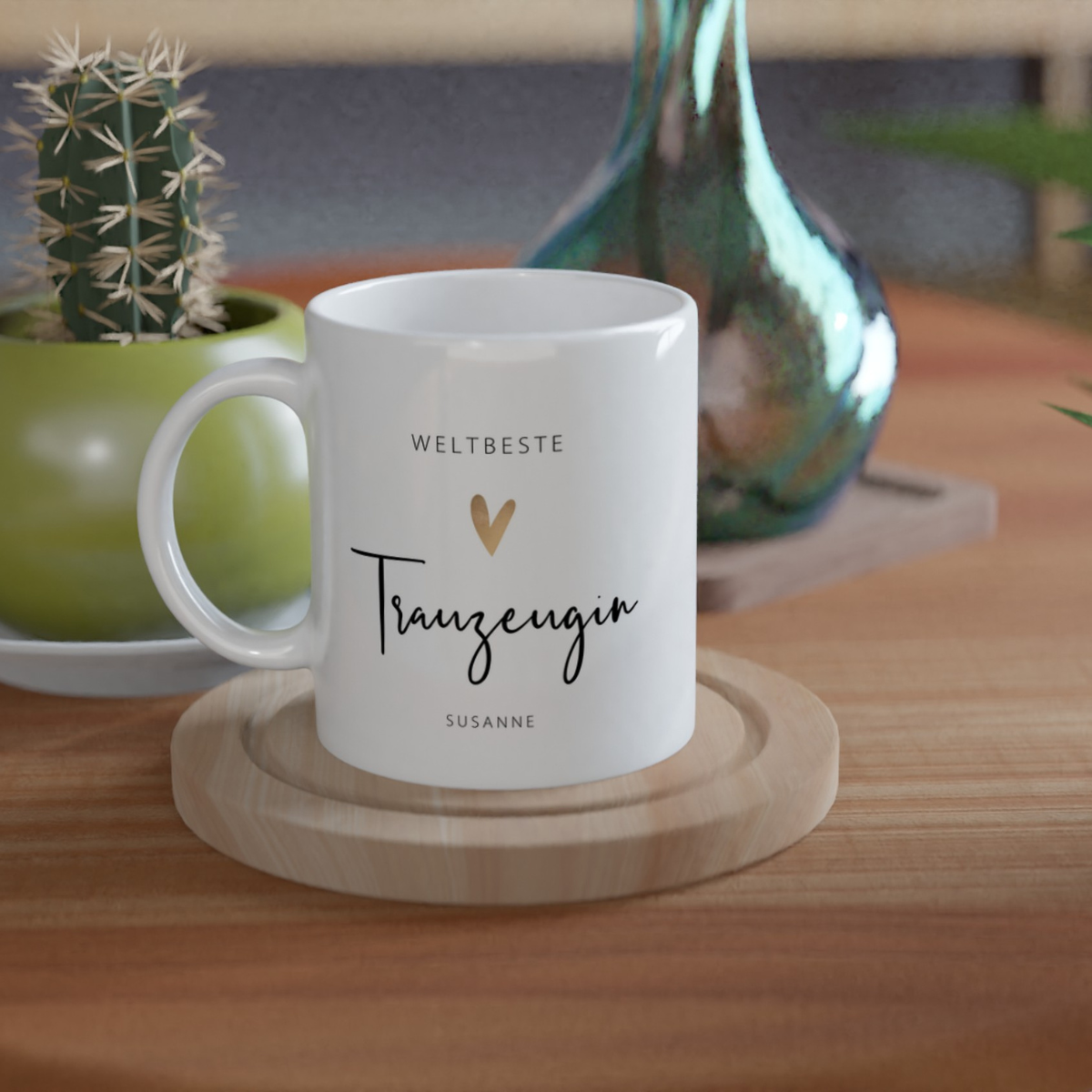 Tasse Weltbeste Trauzeugin 330ml einfarbig mit / ohne Personalisierung