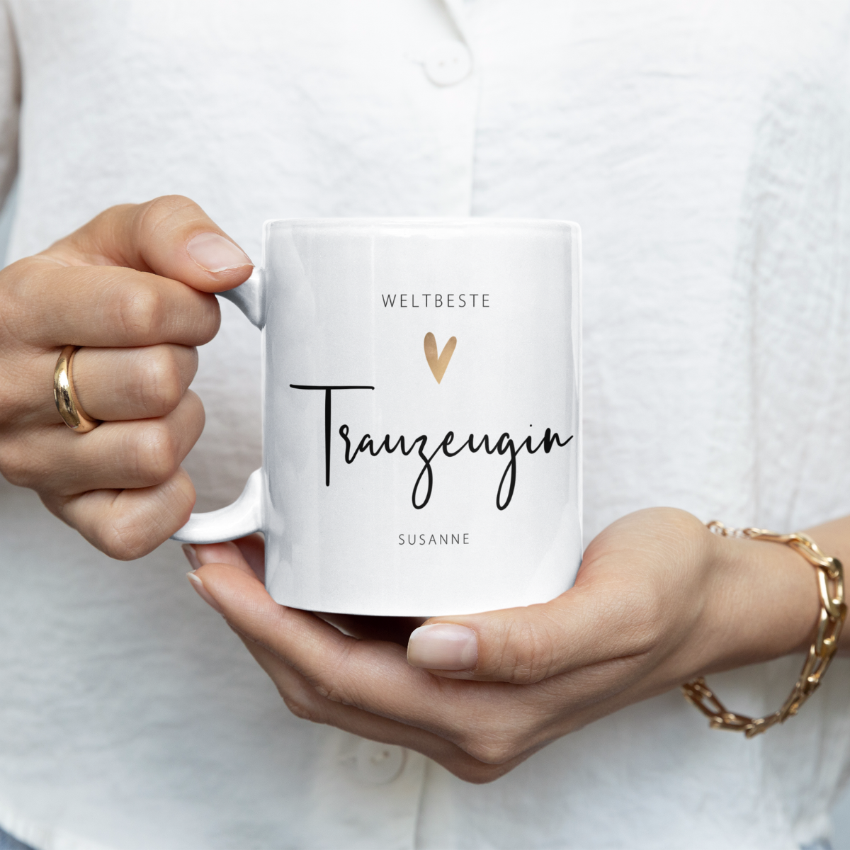 Tasse Weltbeste Trauzeugin 330ml einfarbig mit / ohne Personalisierung