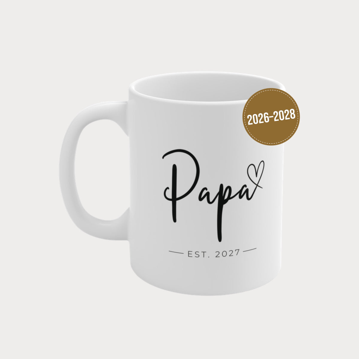 Tasse Papa 2026-2028 Herz schwarz – Jahreszahl wählbar