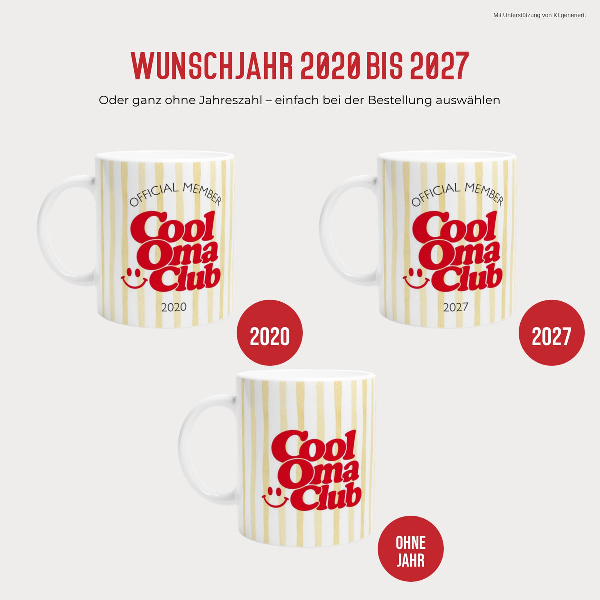 Cool Oma Club Tasse mit Wunschjahr 2020 bis 2027 oder ohne Jahreszahl