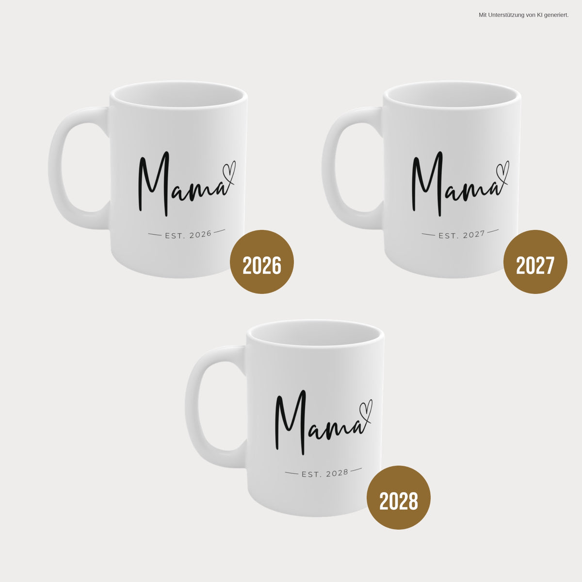 Mama Tasse Herz schwarz mit Wunschjahr 2026 bis 2028