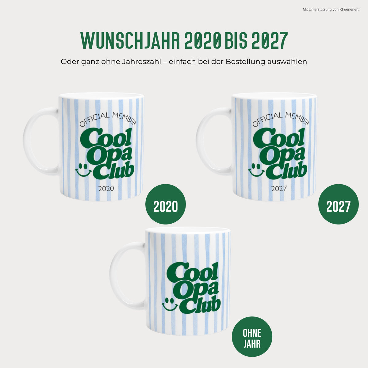 Cool Opa Club Tasse – Wunschjahr 2020 bis 2027 oder ohne Jahreszahl