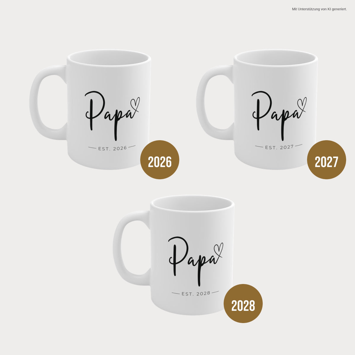 Papa Tasse Herz schwarz mit Wunschjahr 2026 bis 2028