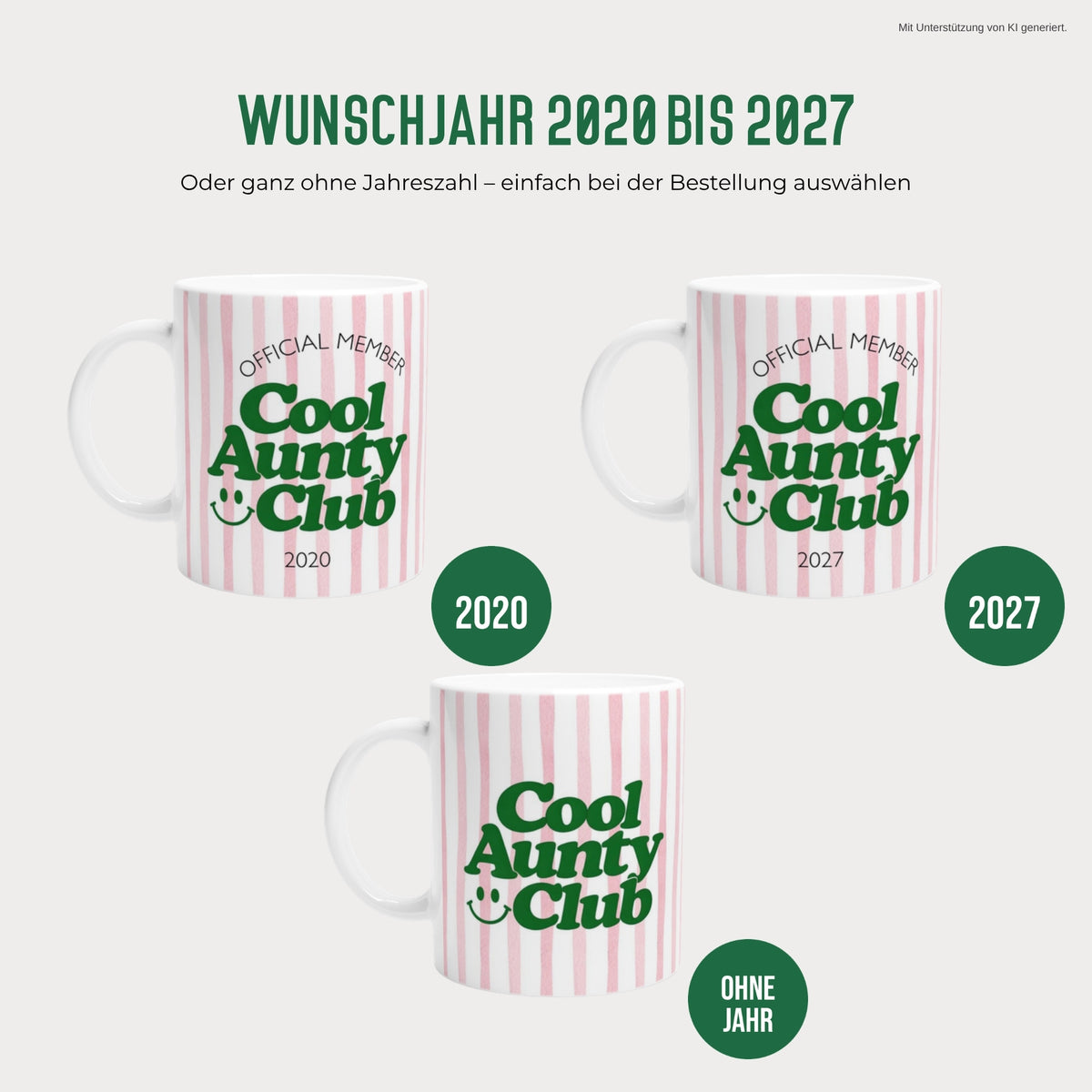 Cool Aunty Club Tasse mit Wunschjahr 2020 bis 2027