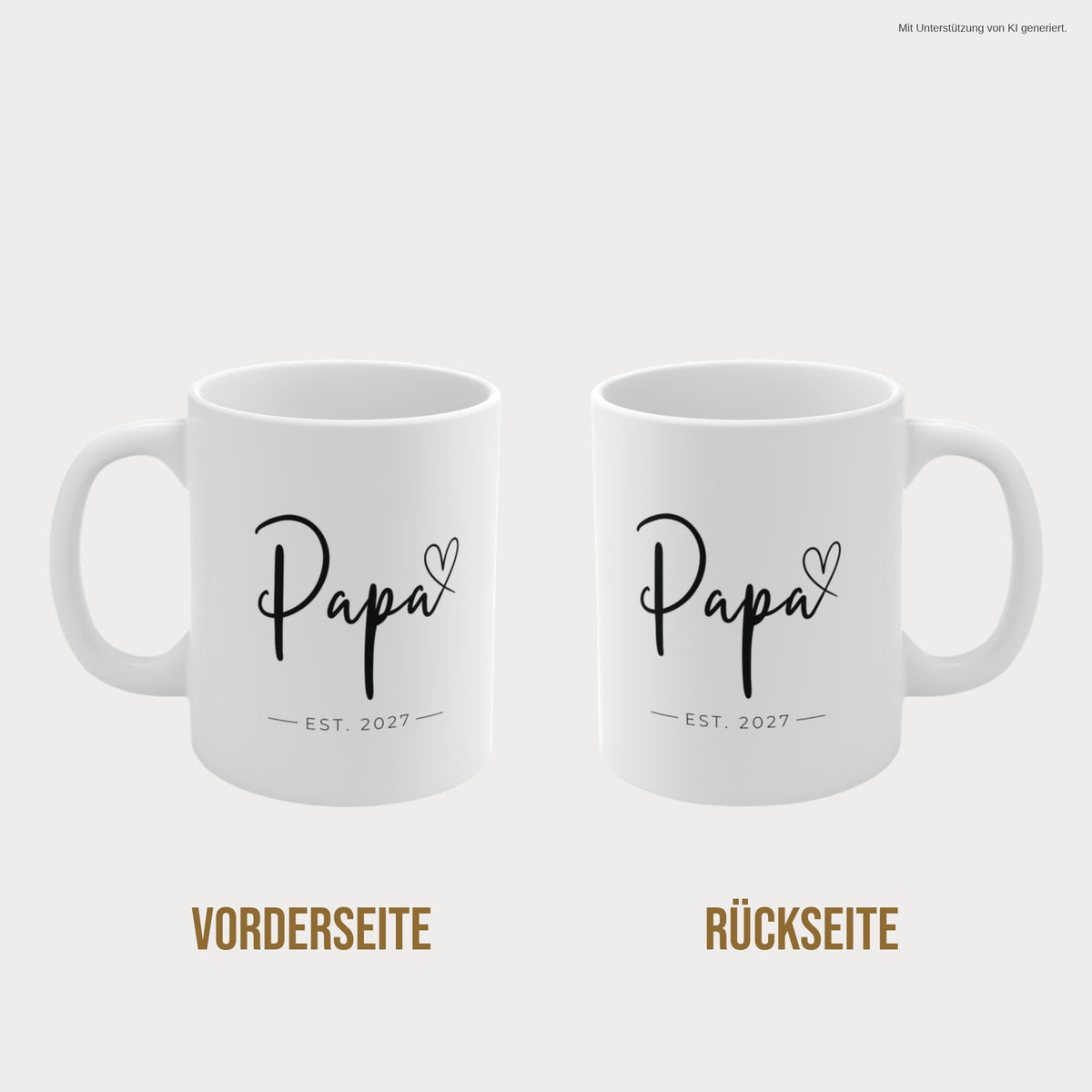 Tasse Papa 2027 Herz schwarz beidseitig bedruckt