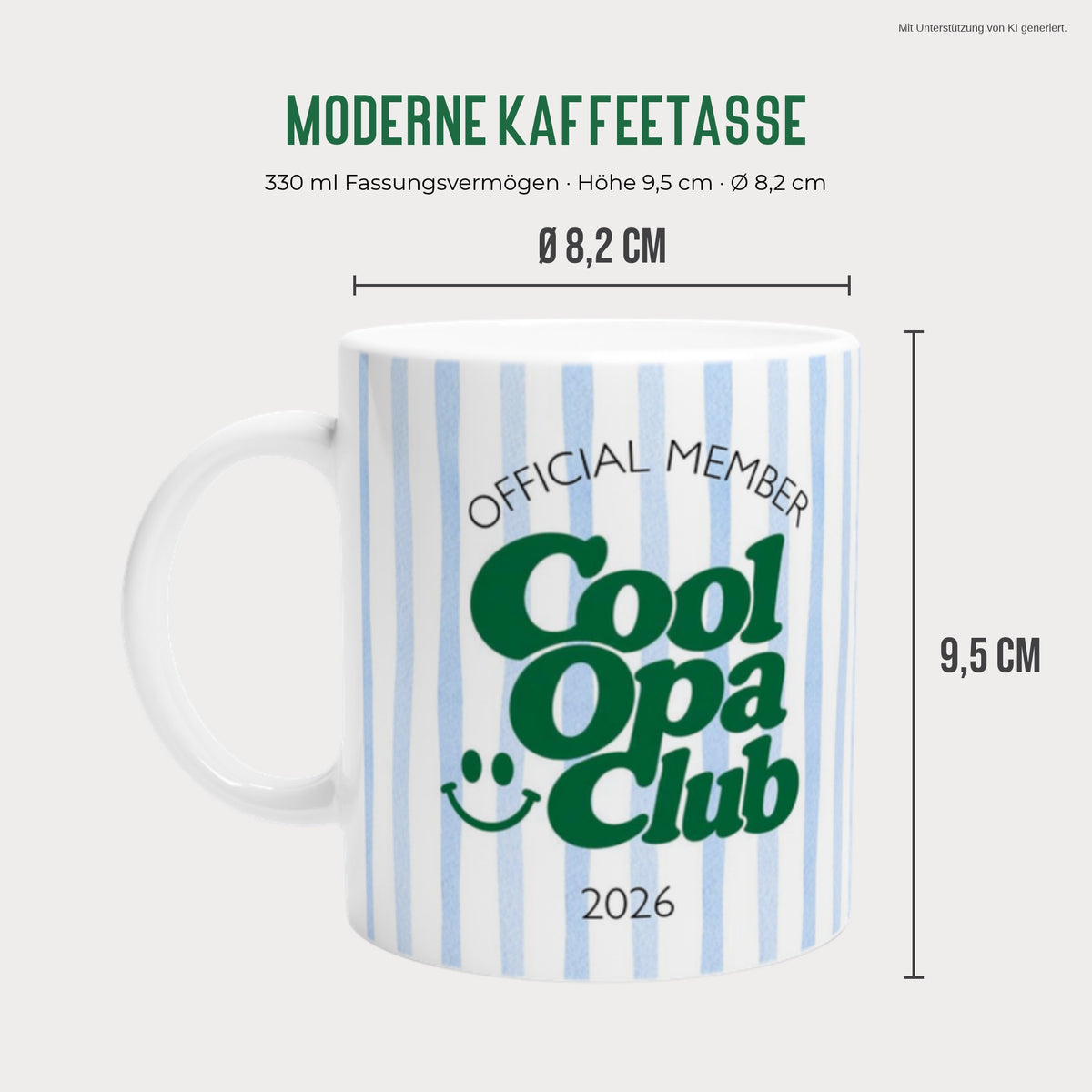 Cool Opa Club Tasse 330 ml – Höhe 9,5 cm, Durchmesser 8,2 cm