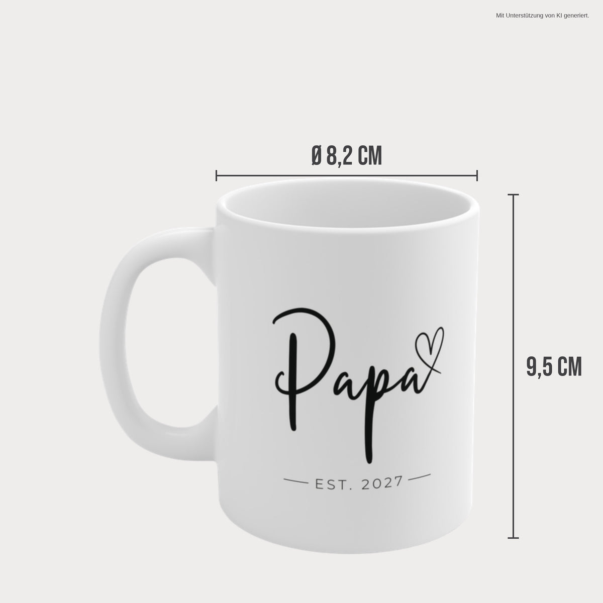 Tasse Papa 2027 Herz schwarz Maße 330 ml