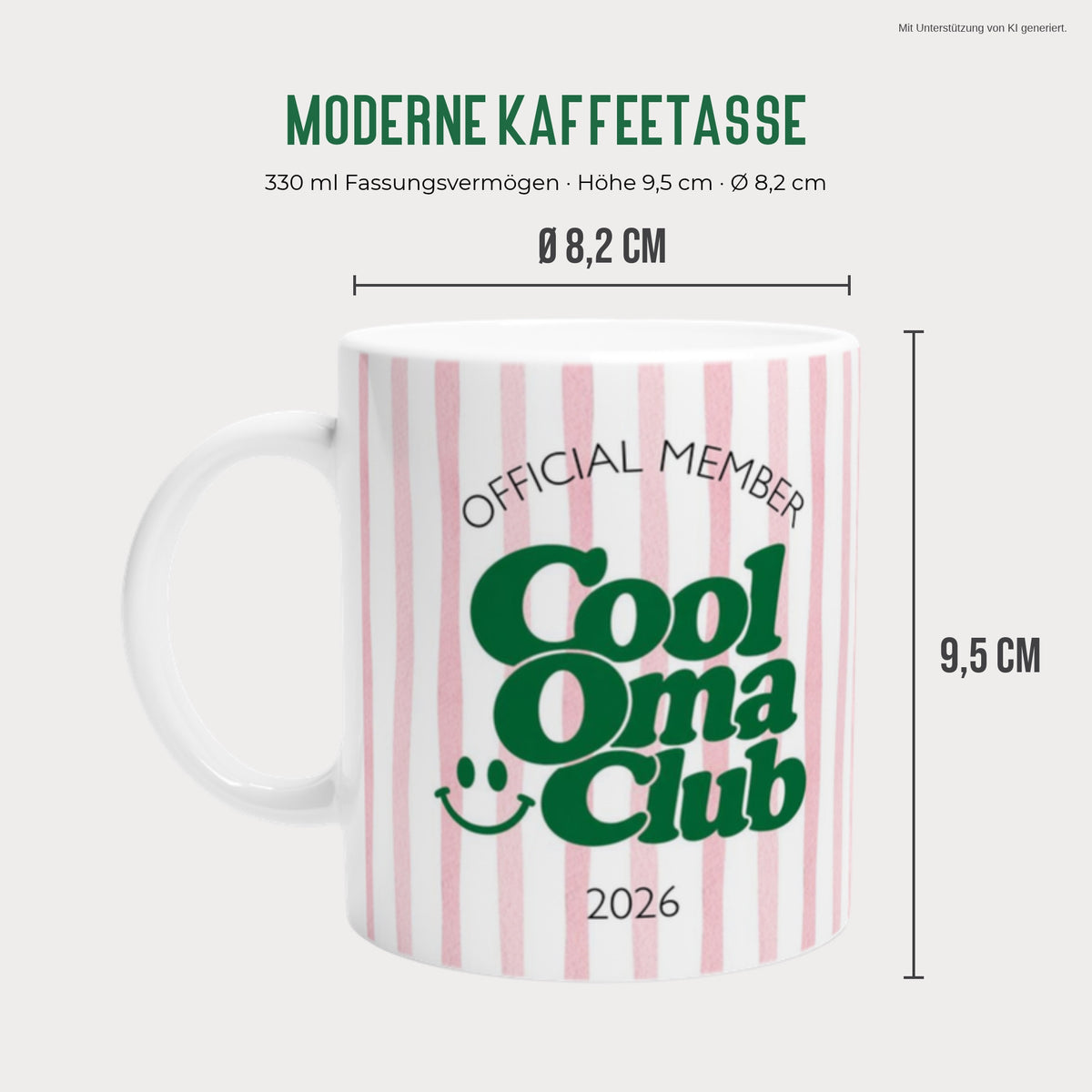 Cool Oma Club Tasse 330 ml – Höhe 9,5 cm, Durchmesser 8,2 cm
