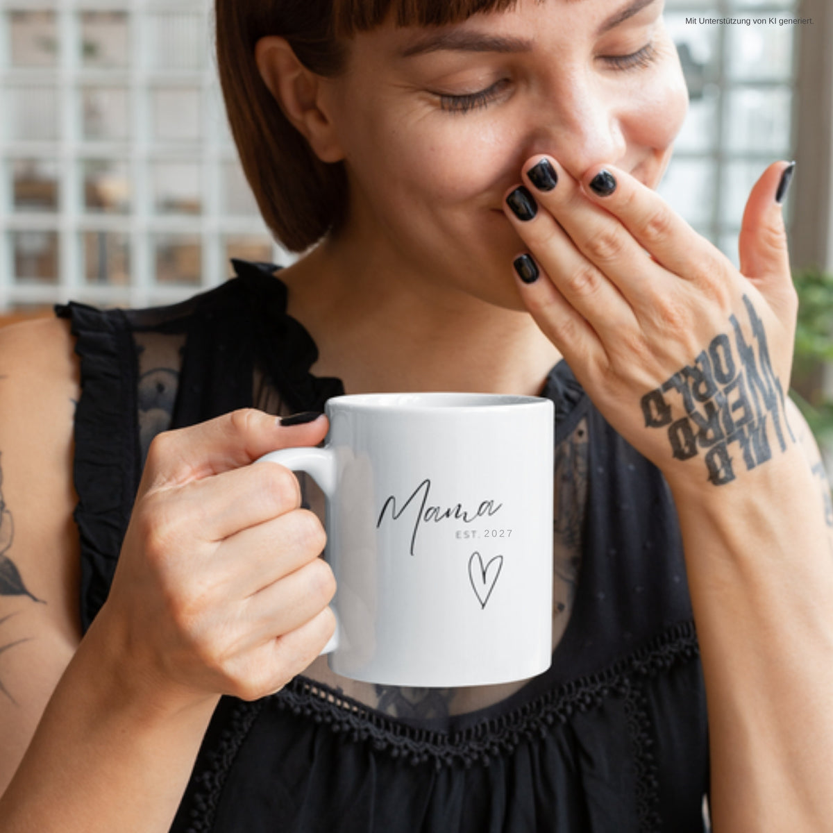 Tasse Mama Est. 2027 im Alltag