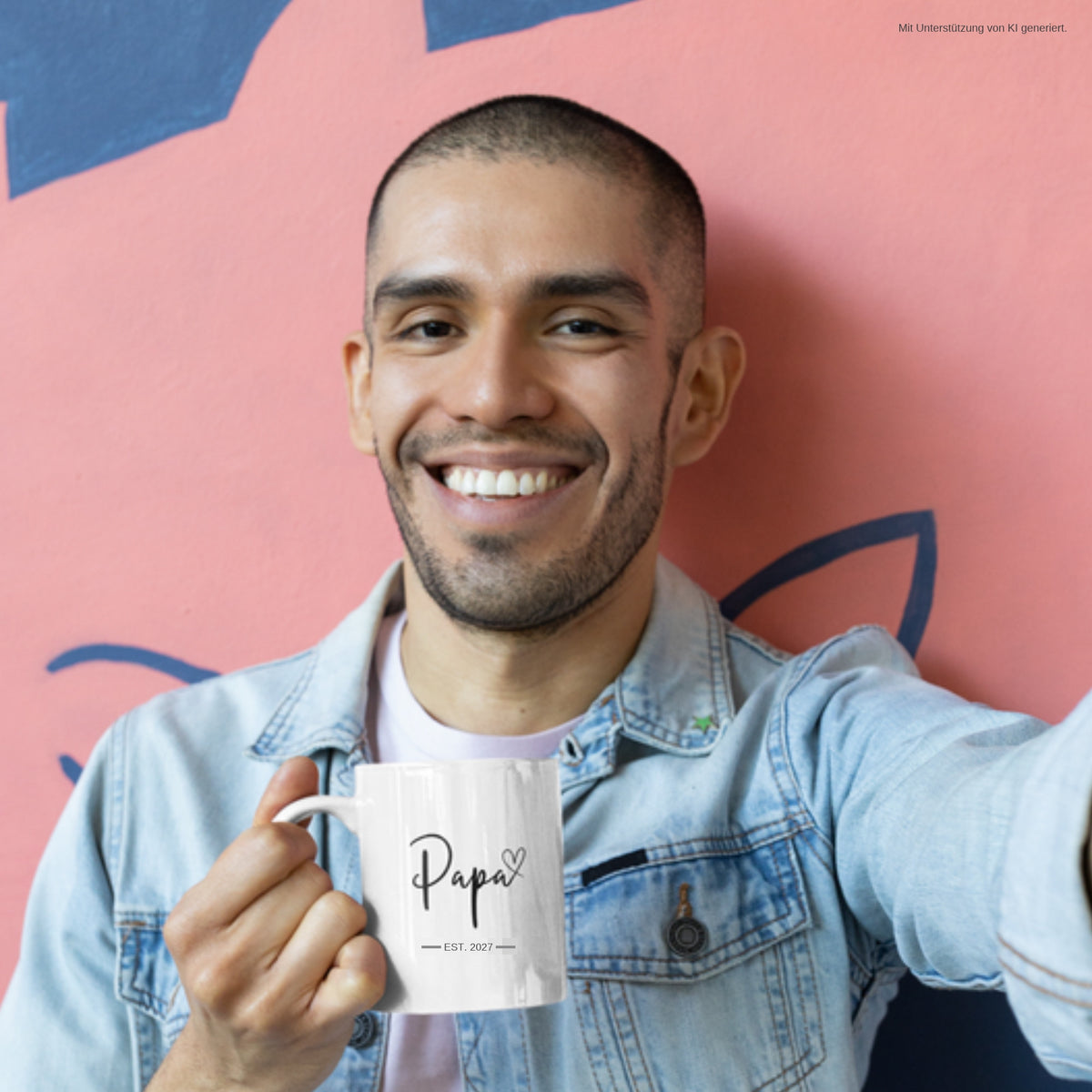 Tasse Papa 2027 Herz schwarz im Alltag