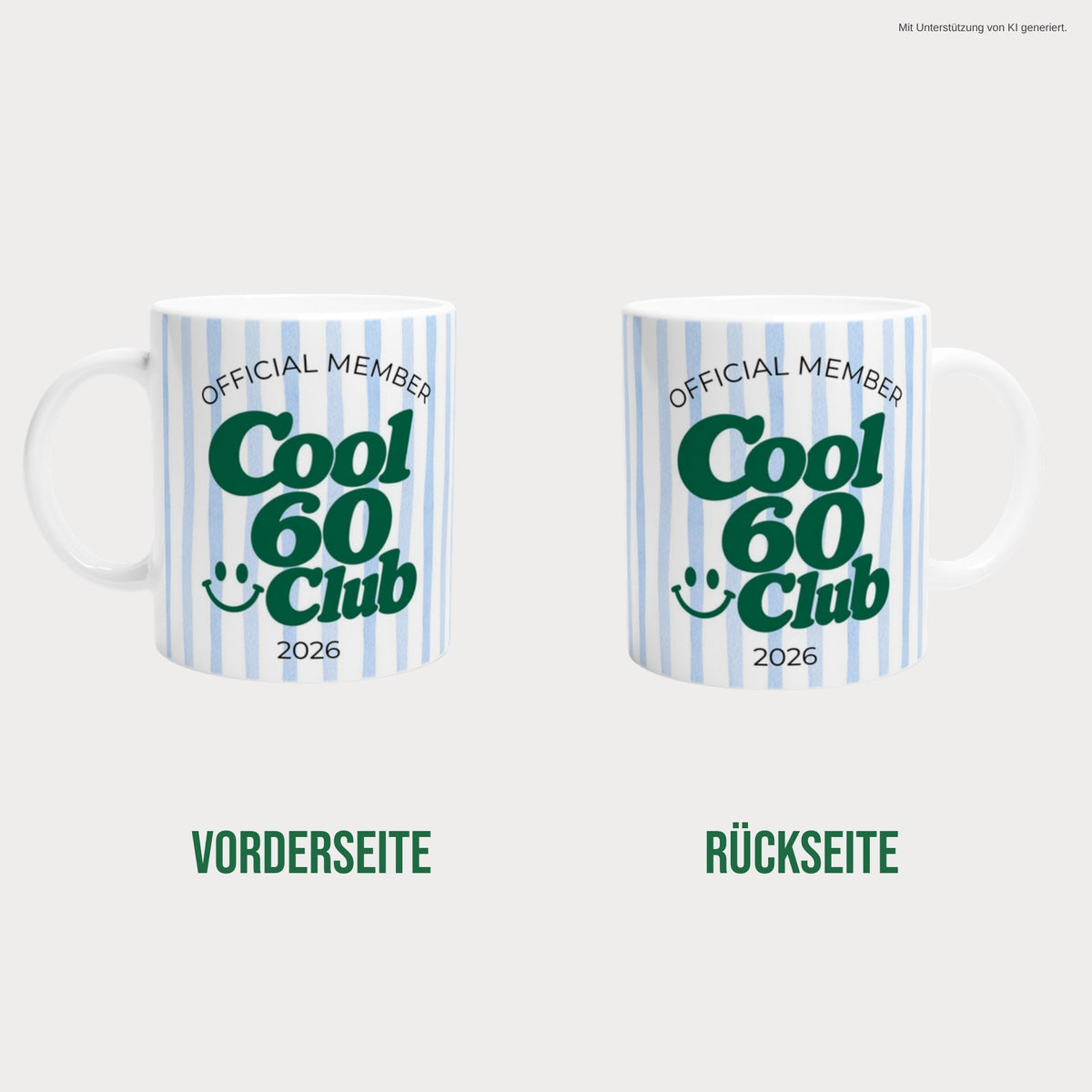 Tasse Cool 60 Club 2026 blau beidseitig bedruckt