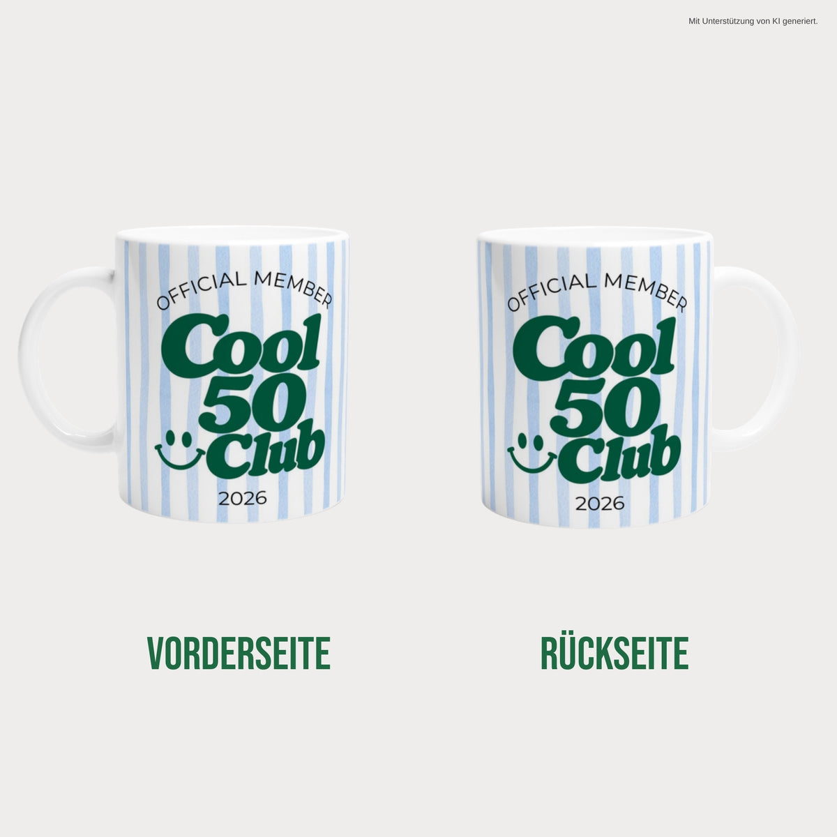 Tasse Cool 50 Club 2026 blau beidseitig bedruckt