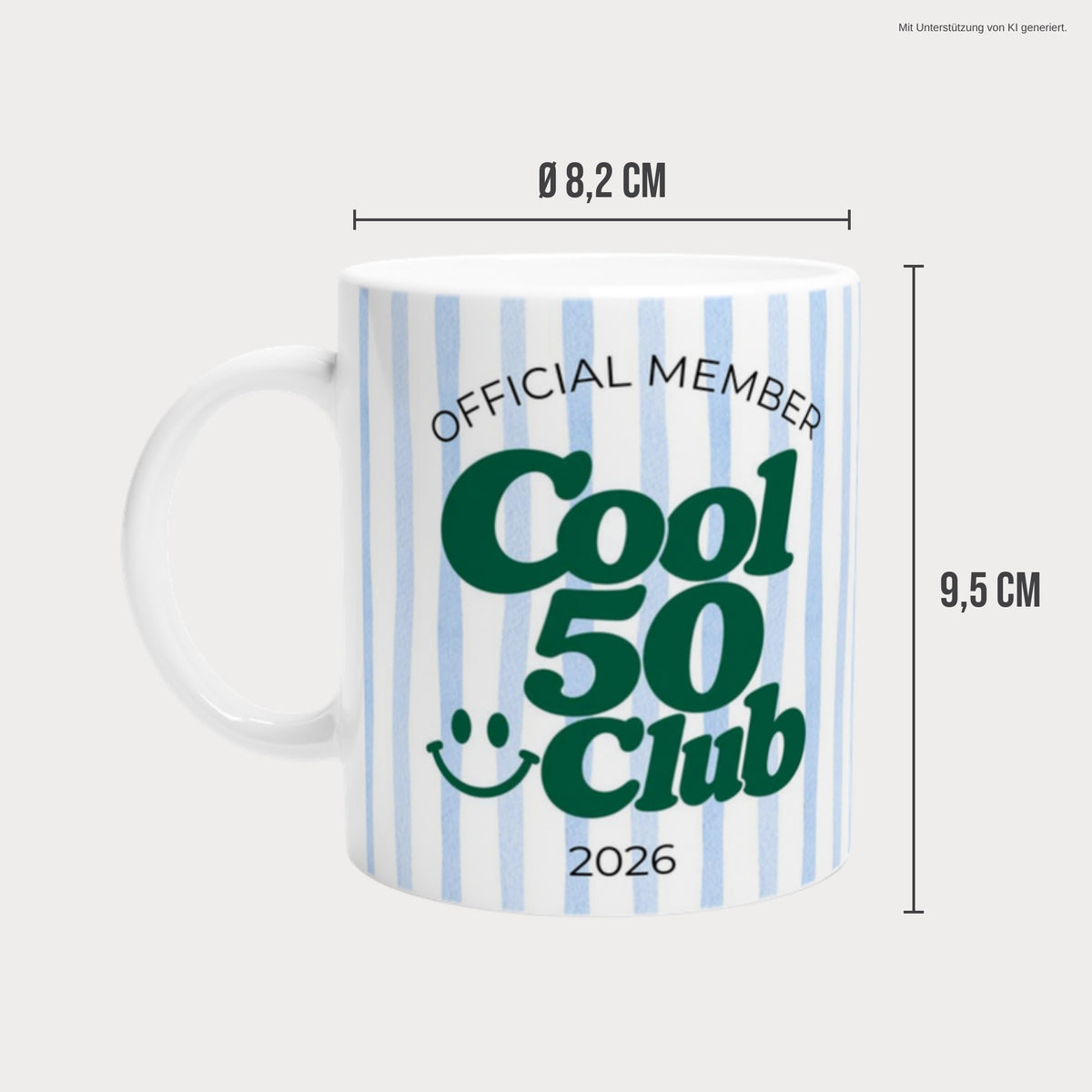 Tasse Cool 50 Club 2026 blau Maße 8,2 x 9,5 cm