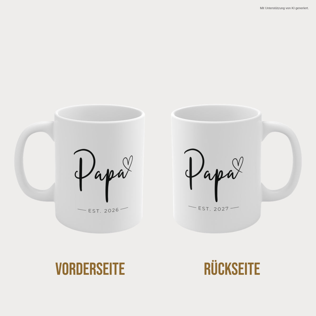 Tasse Papa 2026 Herz schwarz beidseitig bedruckt