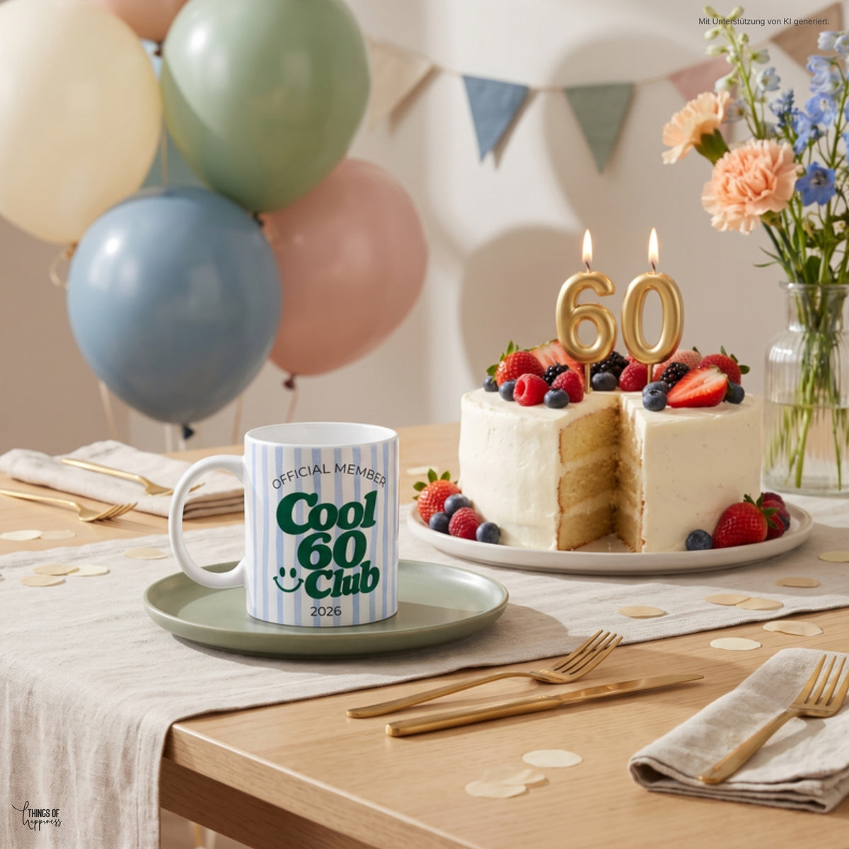 Tasse Cool 60 Club als Geschenk zum 60. Geburtstag auf der Party