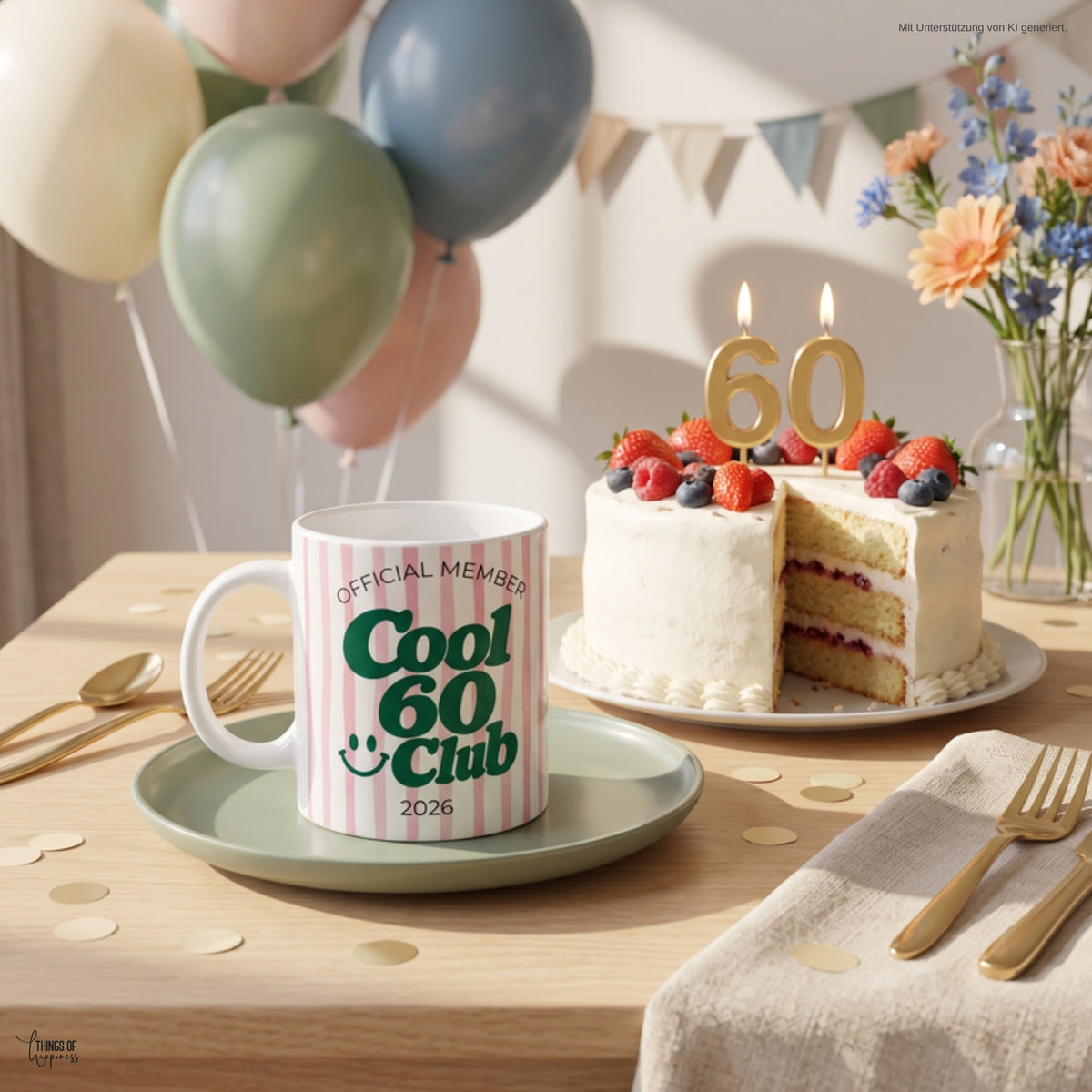 Tasse Cool 60 Club als Geschenk zum 60. Geburtstag auf der Party