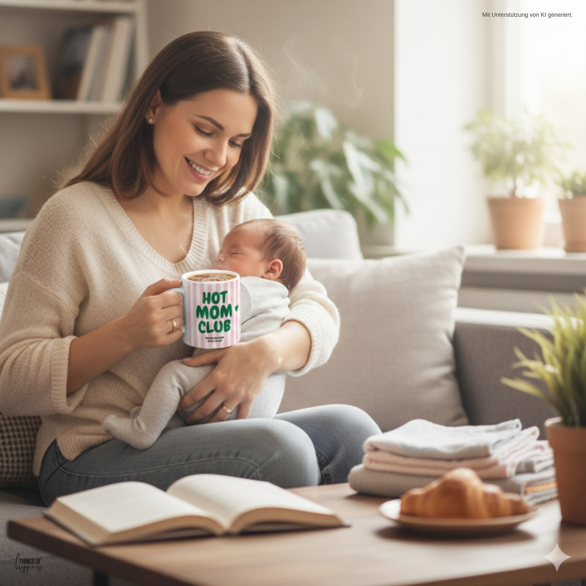 Mama mit Baby und Hot Mom Club Tasse