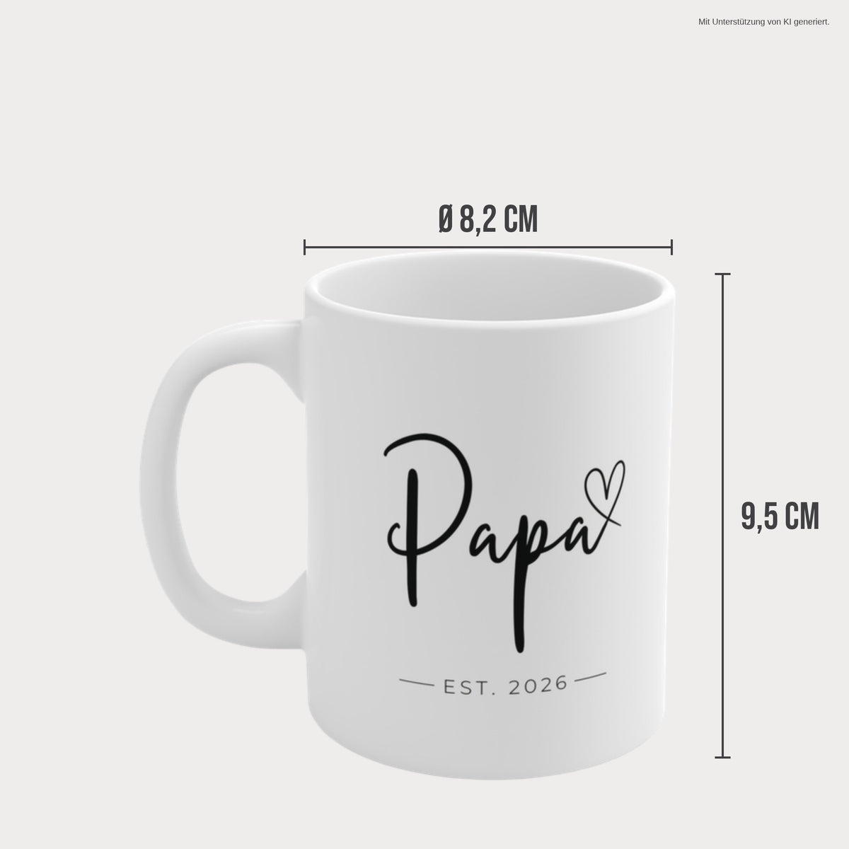 Tasse Papa 2026 Herz schwarz Maße 330 ml