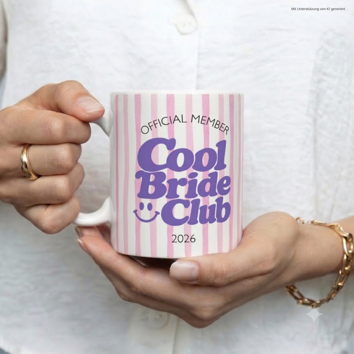Hände halten Tasse Cool Bride Club 2026