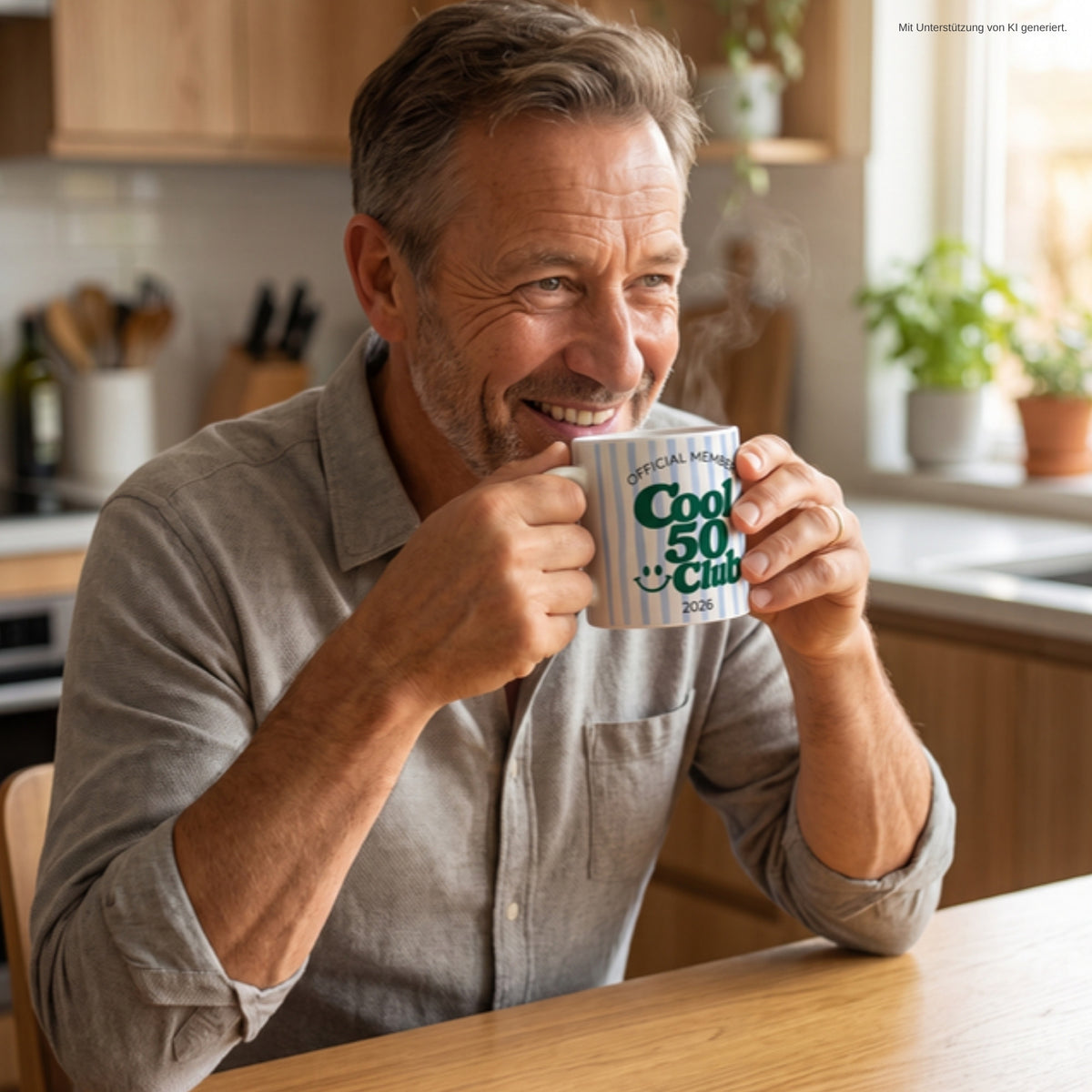 Tasse Cool 50 Club blau im Alltag