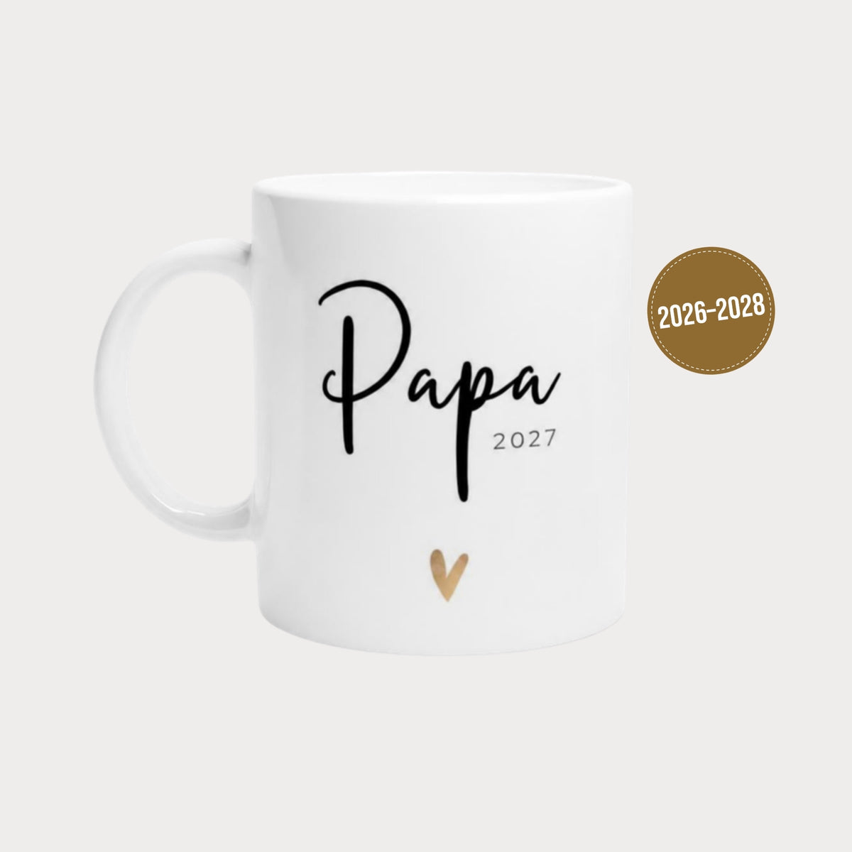 Tasse Papa 2027 goldenes Herz – Wunschjahr 2026 bis 2028