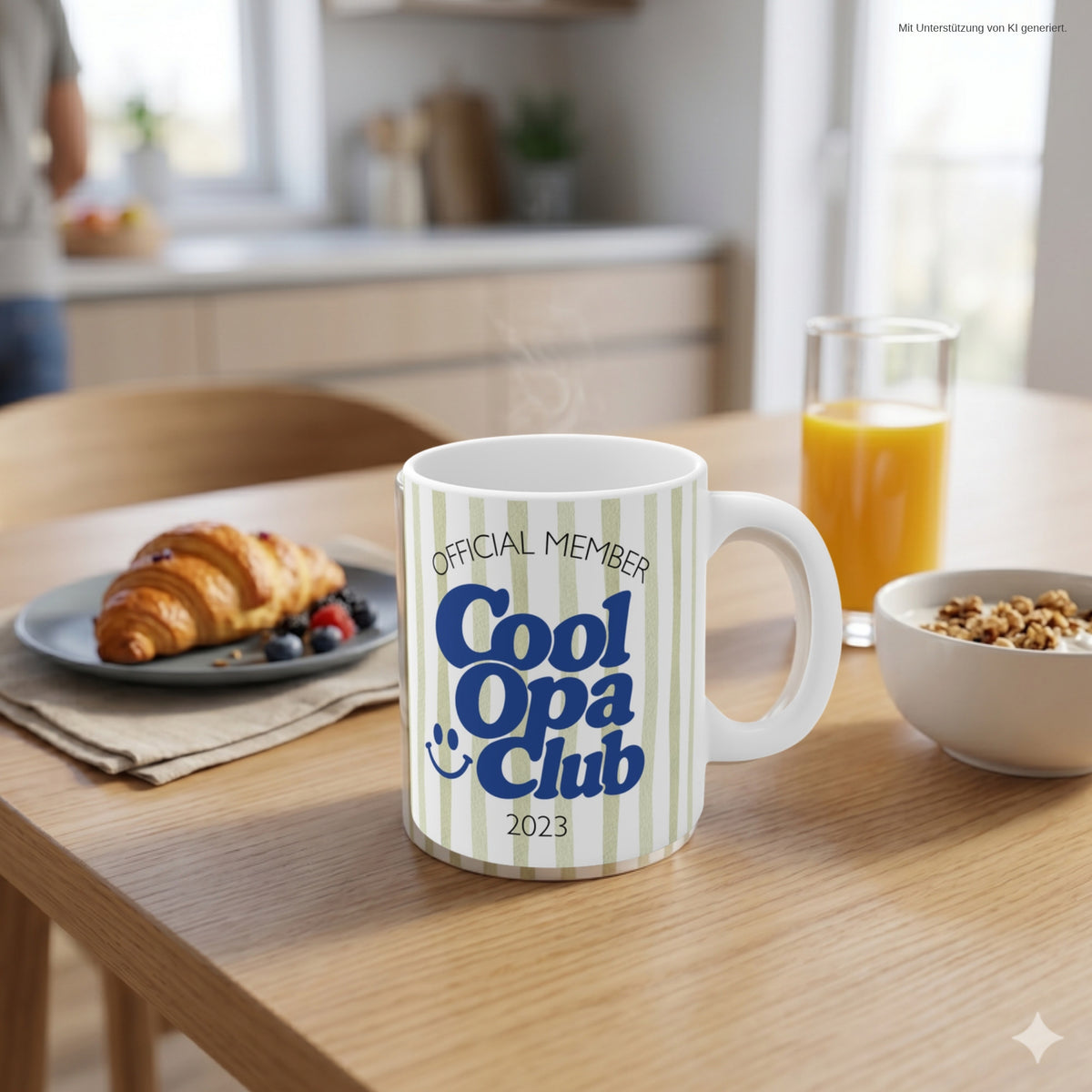 Cool Opa Club Tasse 2023 auf dem Frühstückstisch – Opa seit 2023