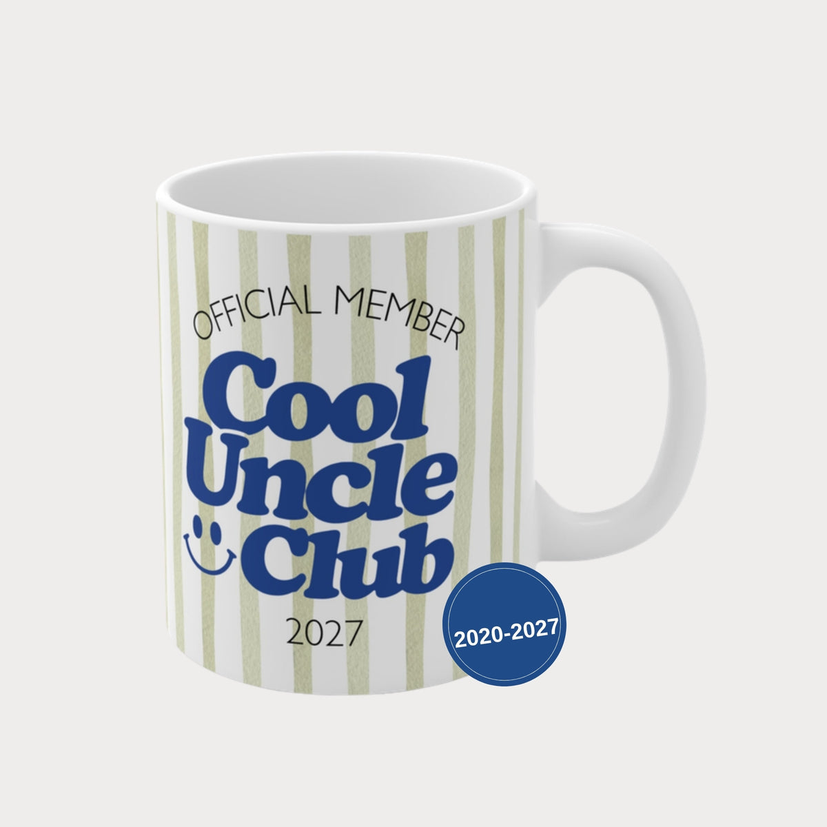 Cool Uncle Club Tasse 2020-2027 grün gestreift – Jahreszahl wählbar