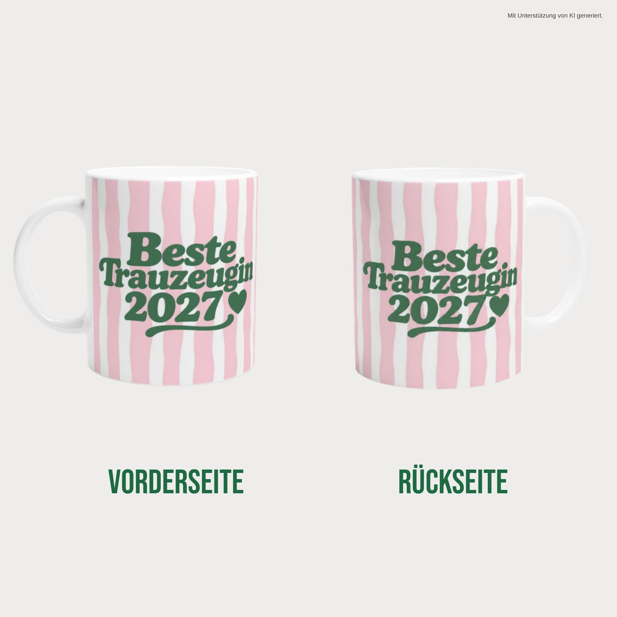 Beste Trauzeugin 2027 Tasse beidseitig bedruckt – Vorder- und Rückseite