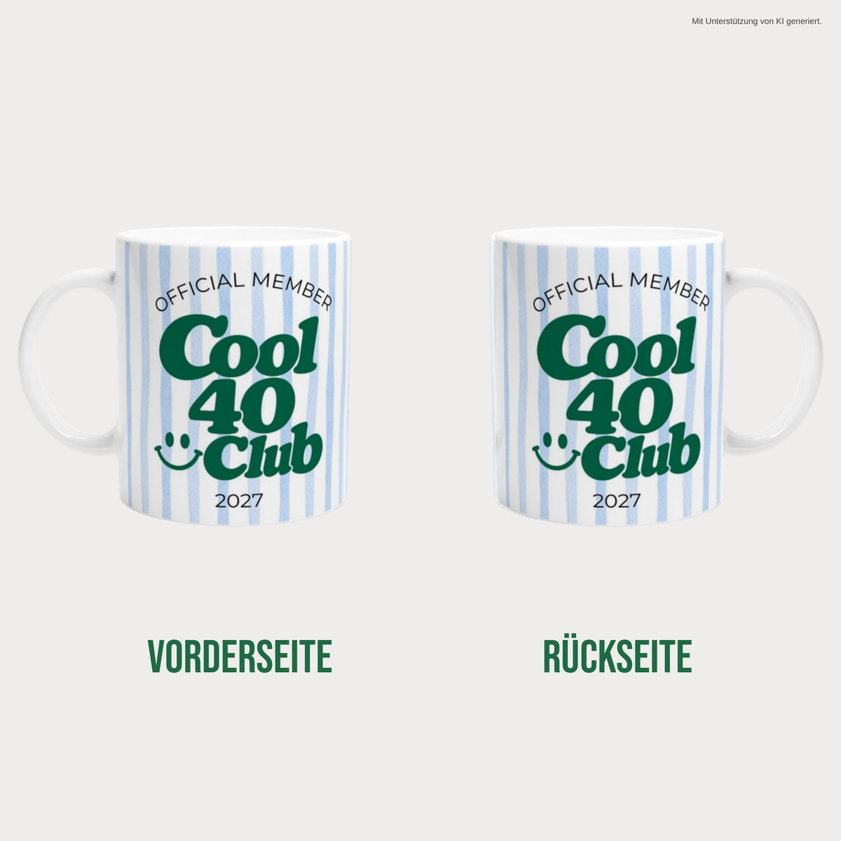 Tasse Cool 40 Club 2027 blau beidseitig bedruckt