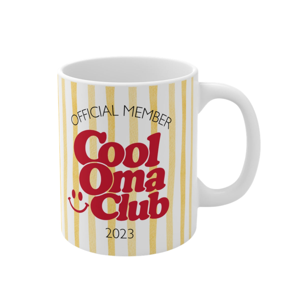 Tasse Cool Oma Club 2023 gelb/rot – Geschenk für Oma