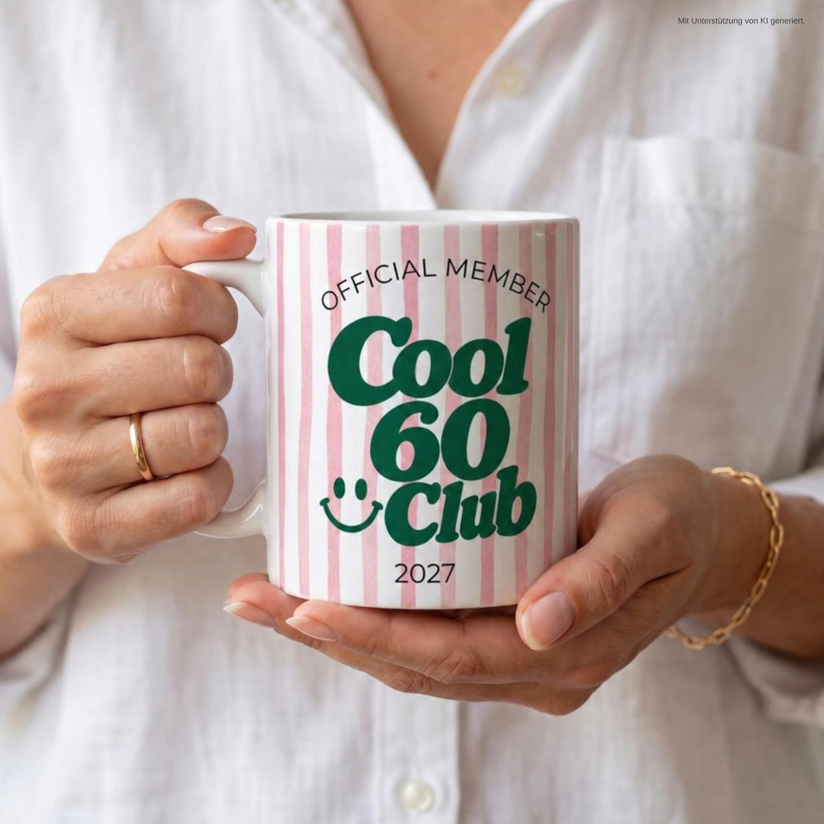 Hände halten Tasse Cool 60 Club 2027