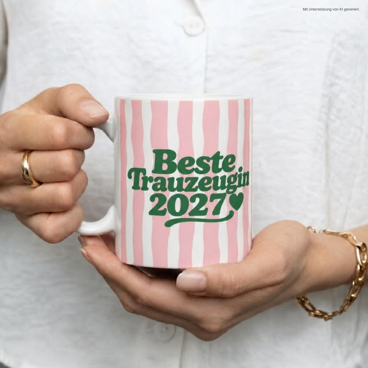 Hände halten die Tasse Beste Trauzeugin 2027 – Willst du meine Trauzeugin sein?