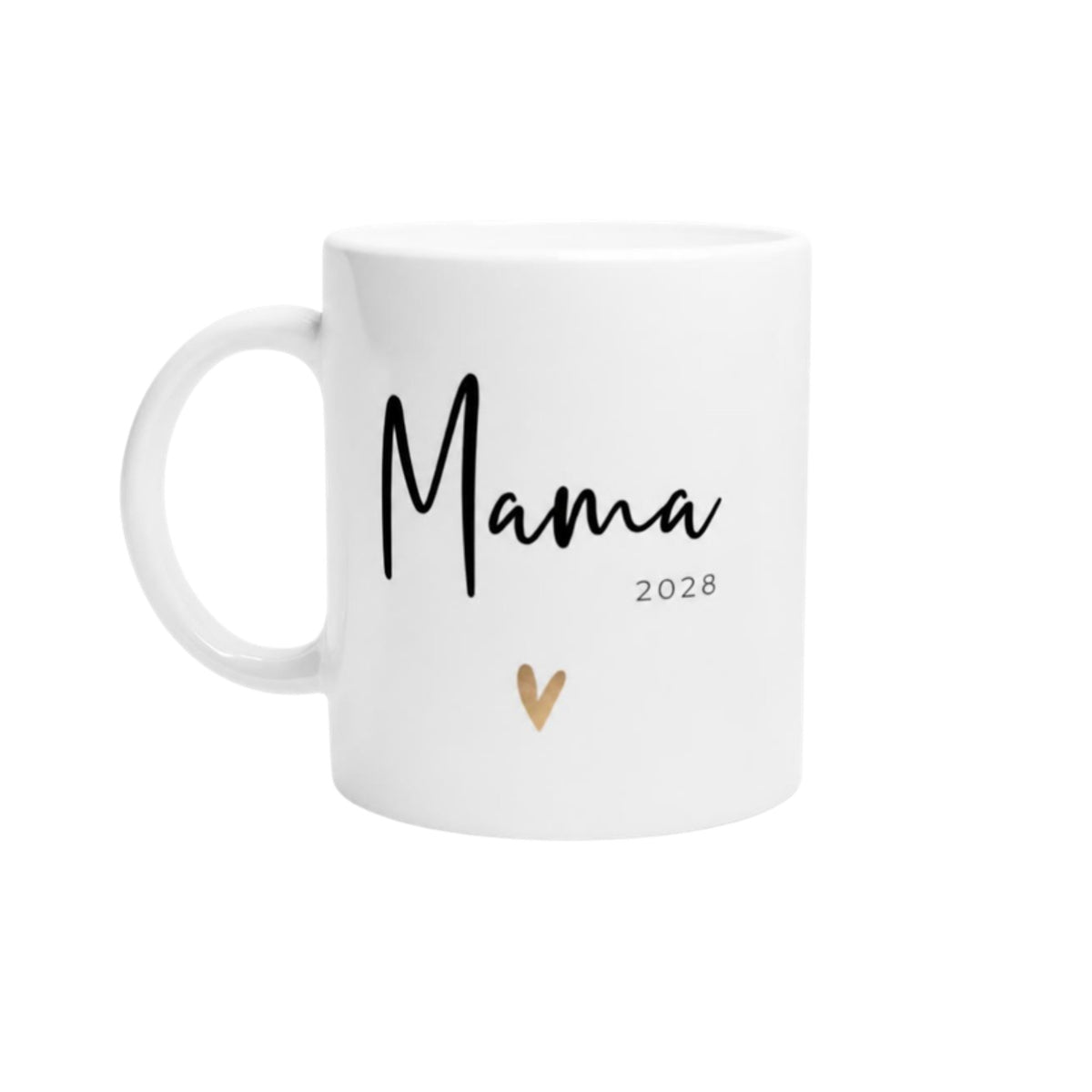 Tasse Mama 2028 goldenes Herz – Schwangerschaft verkünden