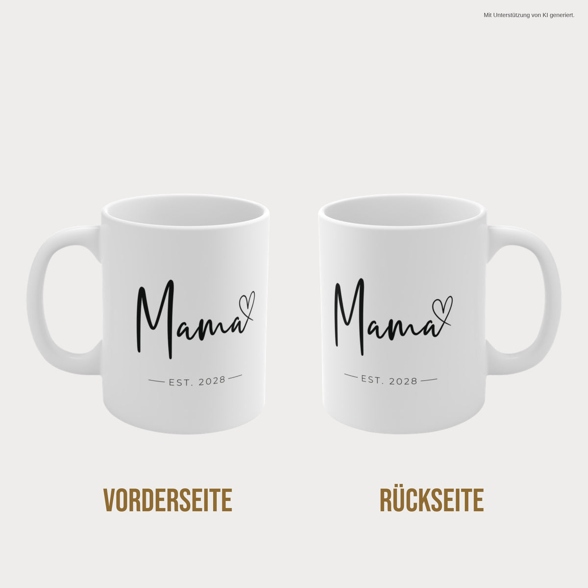 Tasse Mama 2028 Herz schwarz beidseitig bedruckt