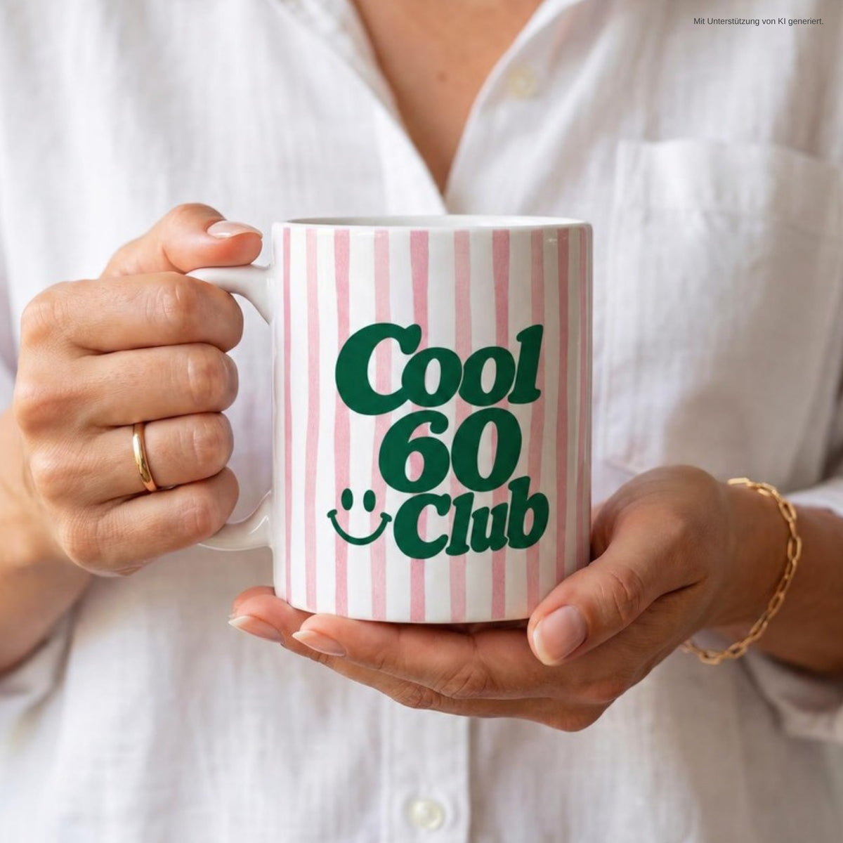 Hände halten Tasse Cool 60 Club ohne Jahreszahl