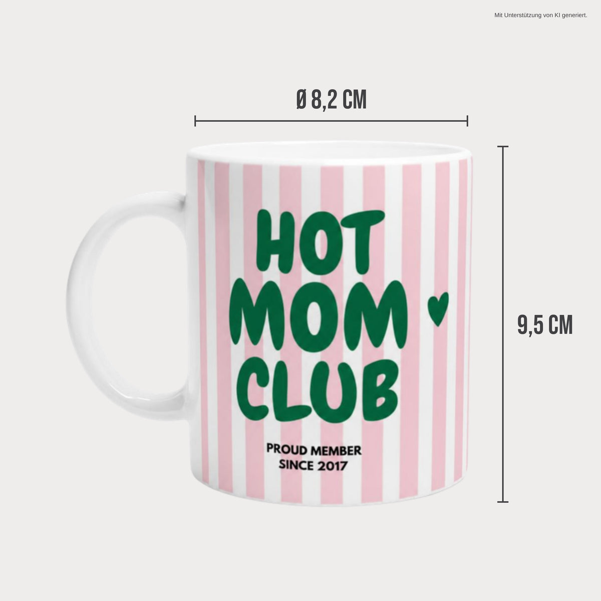Maße der Tasse 9,5 cm hoch, 8,2 cm Durchmesser