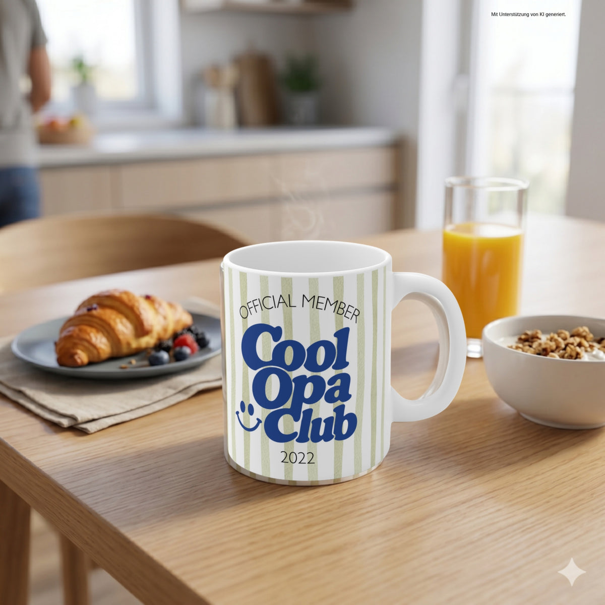 Cool Opa Club Tasse 2022 auf dem Frühstückstisch – Opa seit 2022