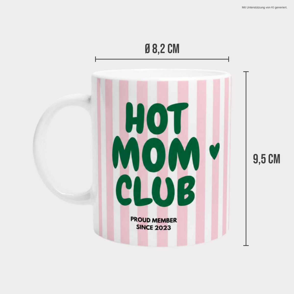 Maße der Tasse 9,5 cm hoch, 8,2 cm Durchmesser