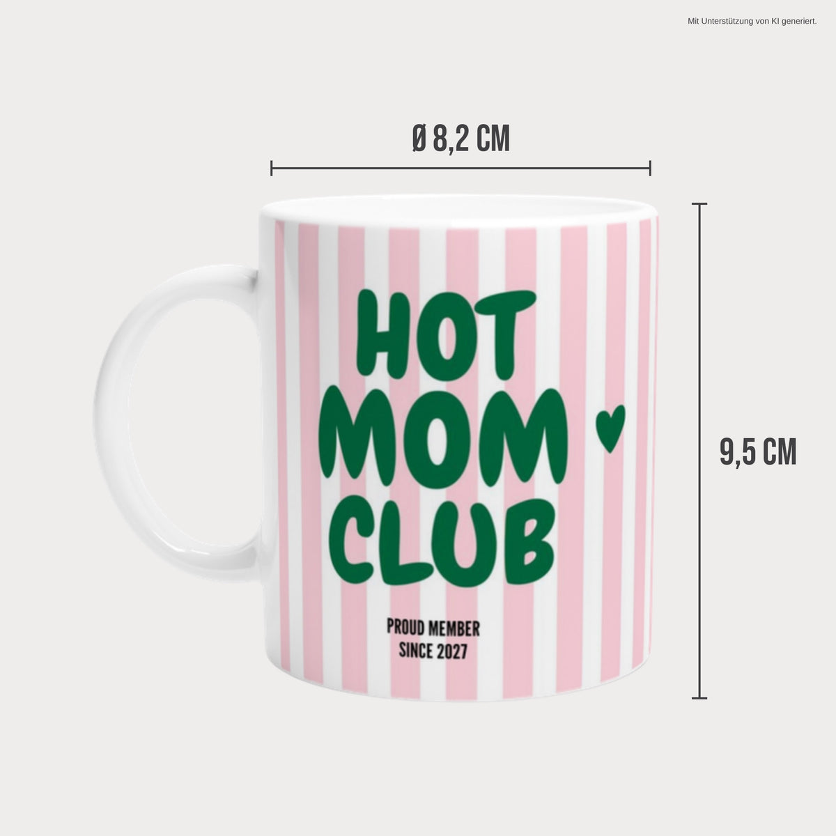 Maße der Tasse 9,5 cm hoch, 8,2 cm Durchmesser