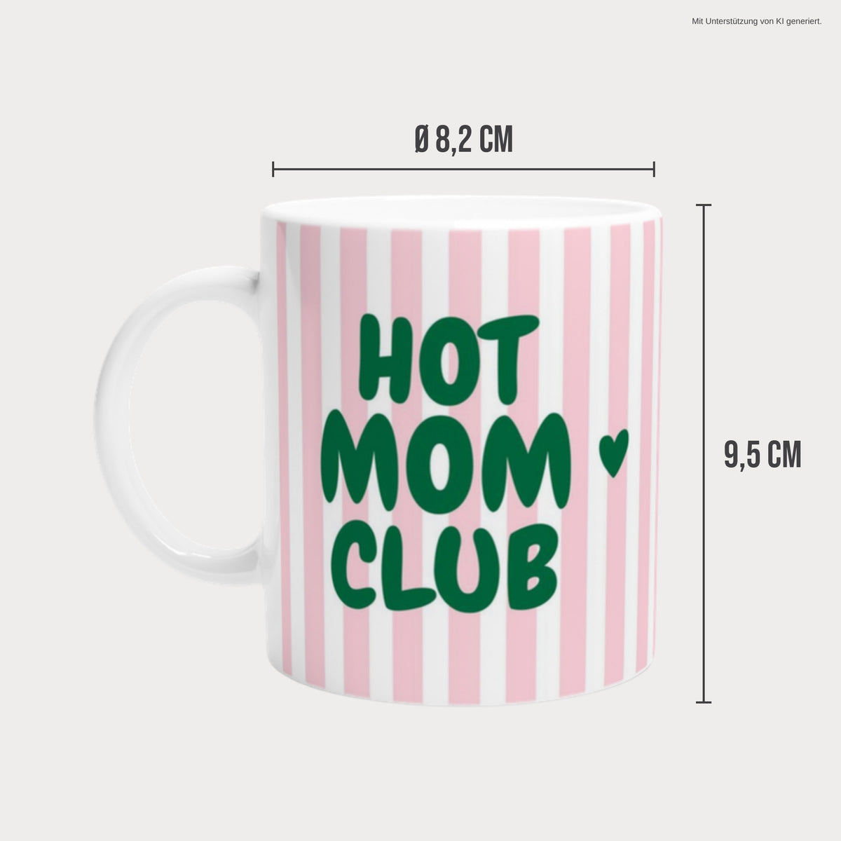 Maße der Tasse 9,5 cm hoch, 8,2 cm Durchmesser