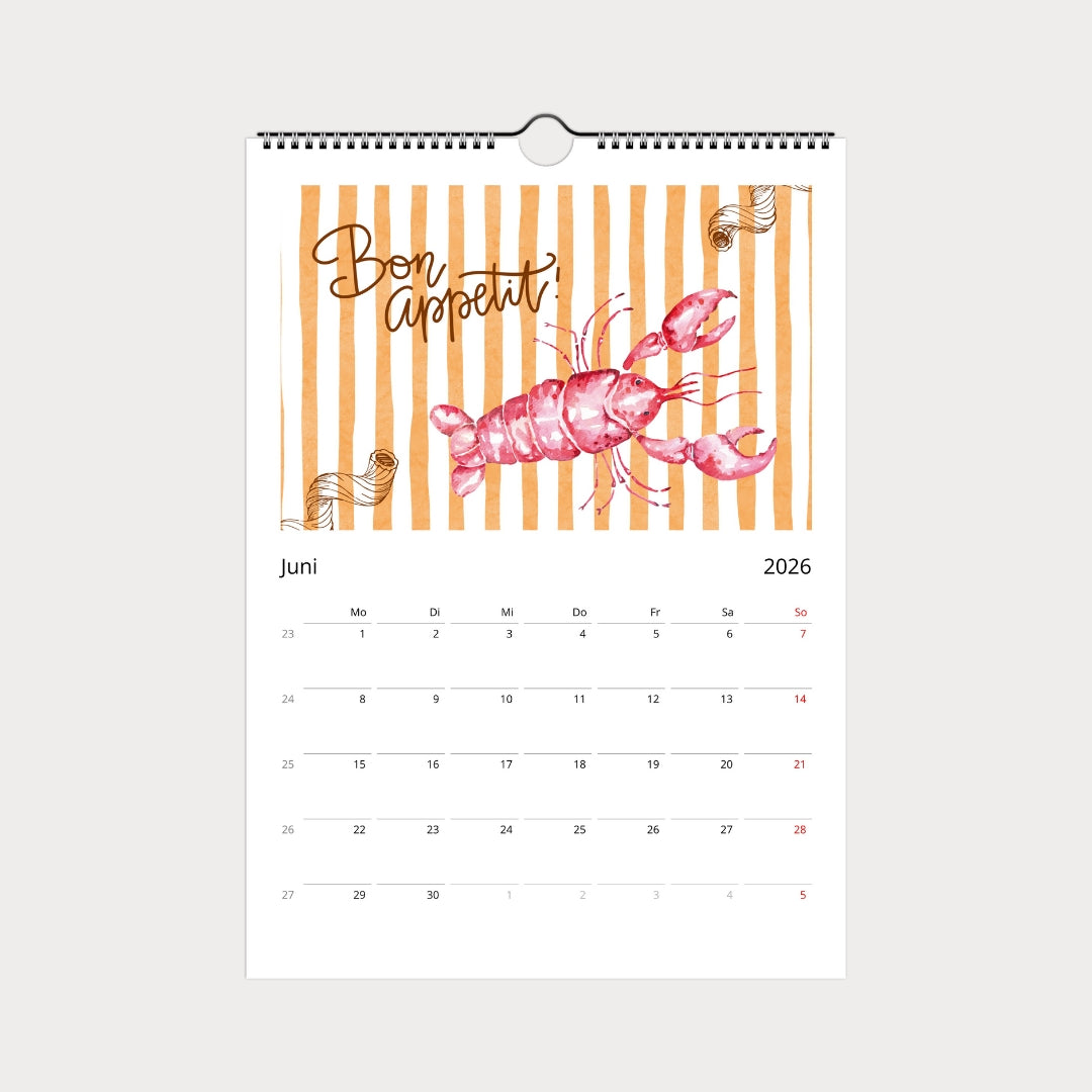 Küchenkalender 2026 | Wandkalender A4 mit Sprüchen & Genuss-Motiven