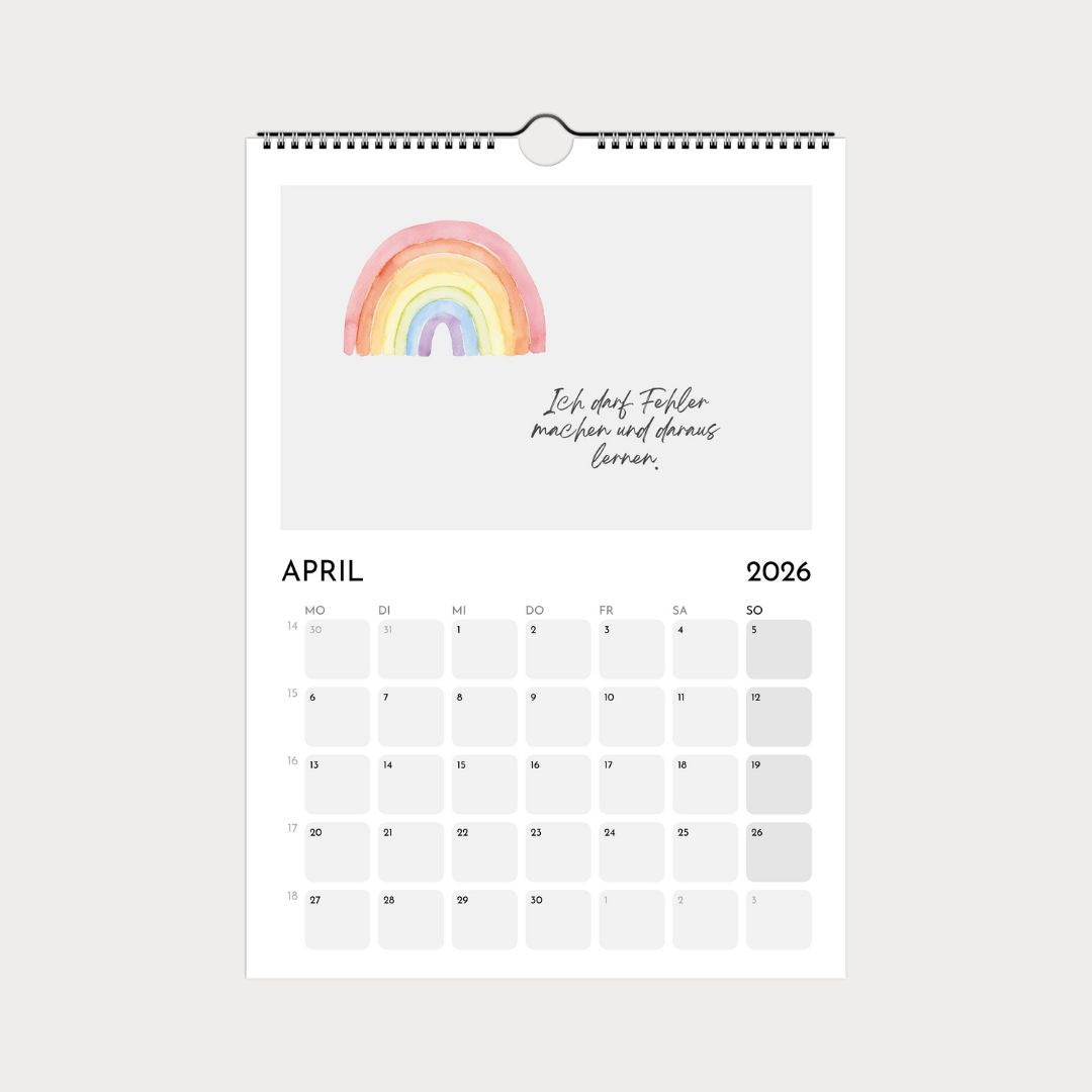 Kinderkalender 2026 | Wandkalender A4 mit kindgerechten Motiven & Sprüchen