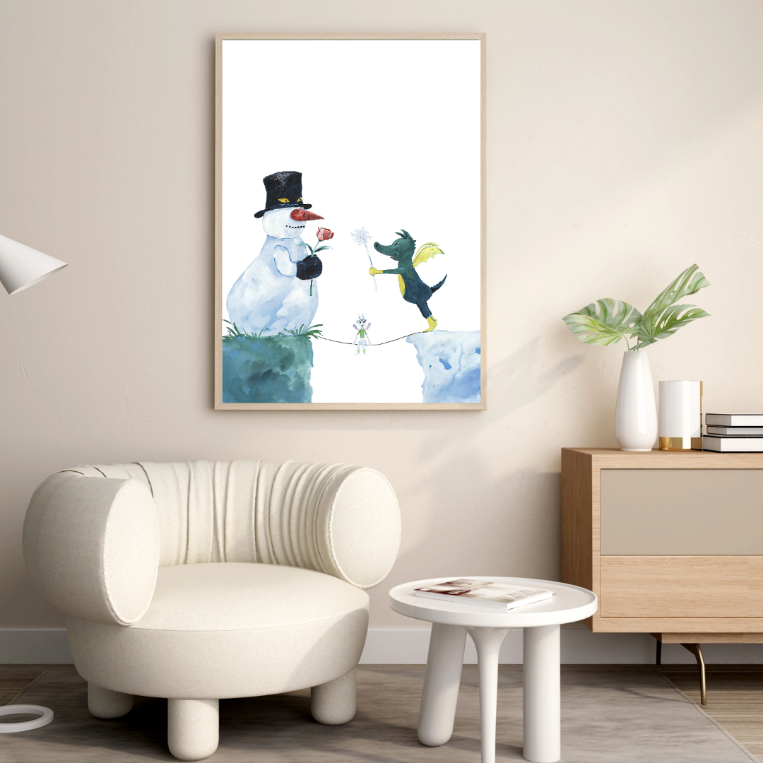 Poster Tabaluga Schneemann Blume