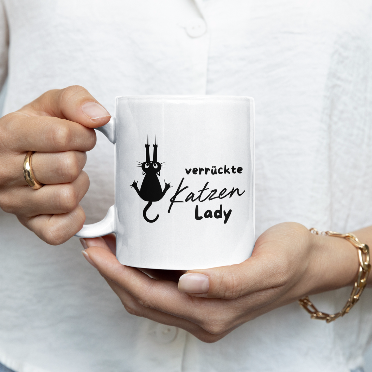 Tasse Verrückte Katzenlady – 4 Farben