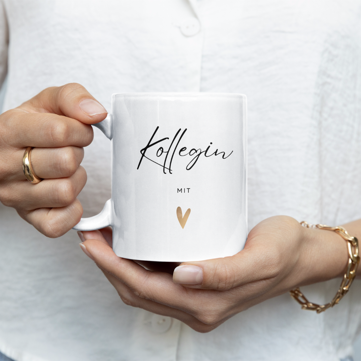 Kollegin mit Herz Tasse  - einfarbig (330ml)