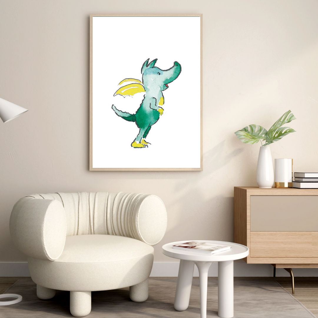 Tabaluga Poster Drache guckt nach oben – Stolzes Kinderzimmer Wandbild