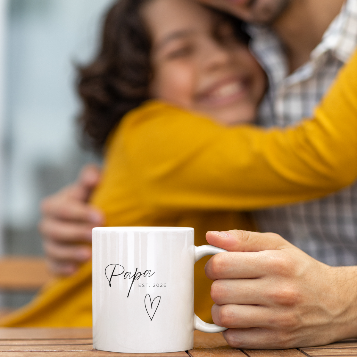 Tasse Papa Est. 2026 mit Herz – einfarbig