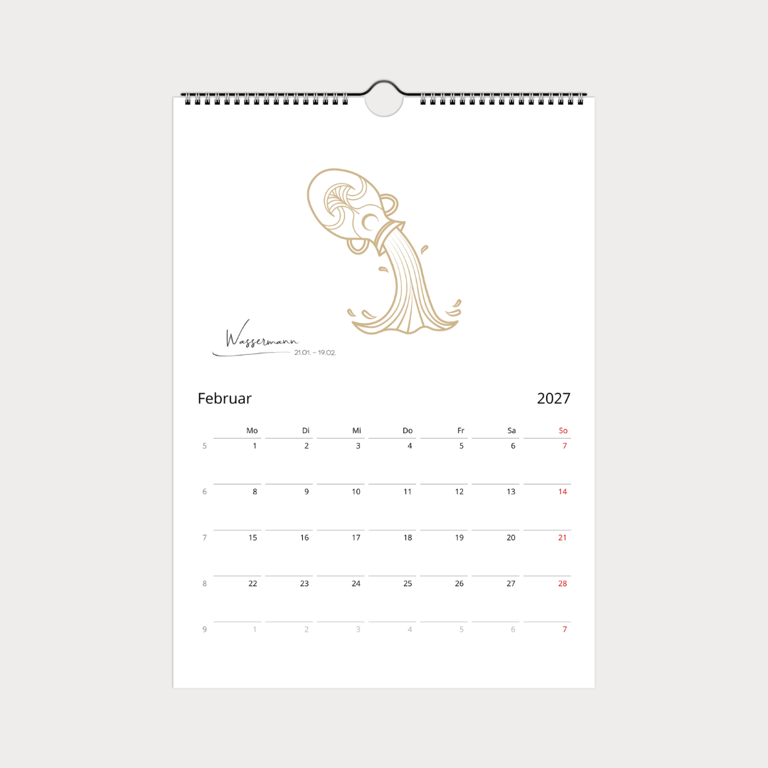 Sternzeichen Kalender 2027 trifft Design | Wandkalender A4