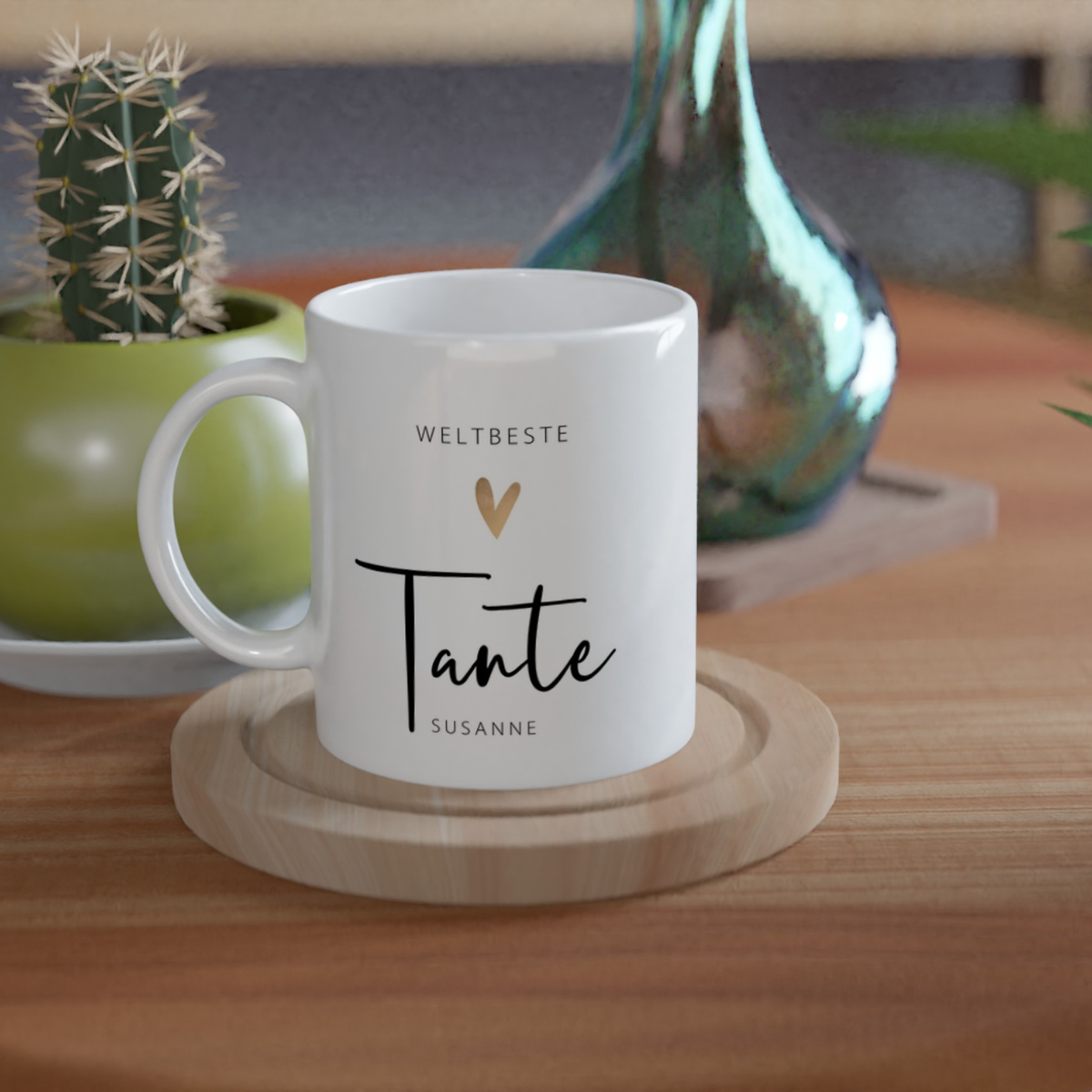 Tasse Weltbeste Tante 330ml einfarbig mit / ohne Personalisierung