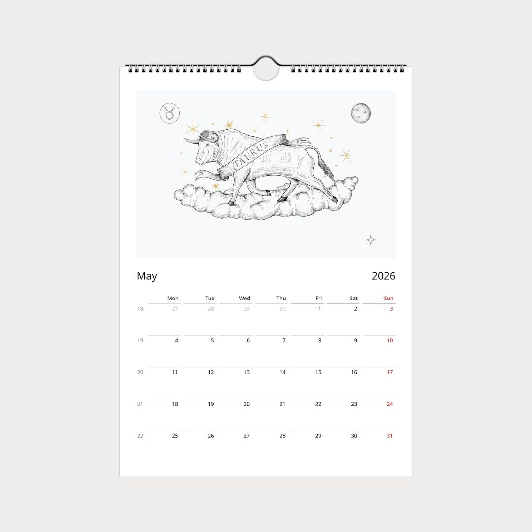 Zodiac Sternzeichen Kalender 2026 (Englisch)